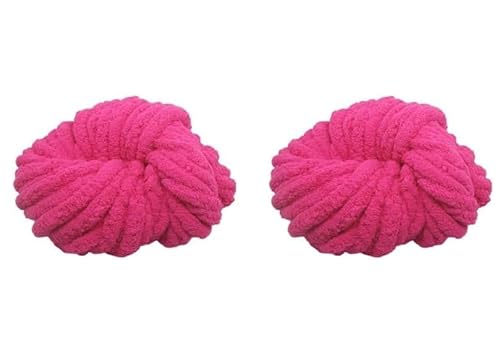 Grobes Wollgarn, 250 g x 20 mm, super dickes Deckengarn, zum Häkeln, weiches Garn (2 Set (Rosarot, 20 mm)) von XzhixiangKing