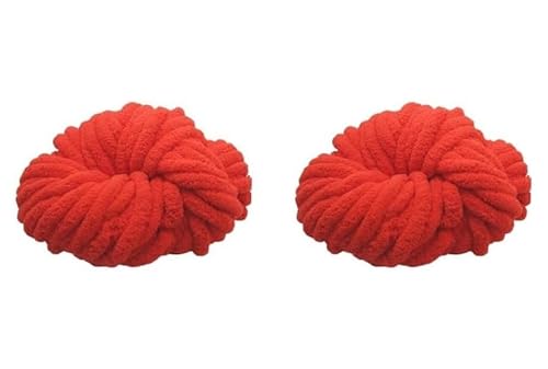 Grobes Wollgarn, 250 g x 20 mm, super dickes Deckengarn, zum Häkeln, weiches Garn (2 Set (Rot, 20 mm)) von XzhixiangKing
