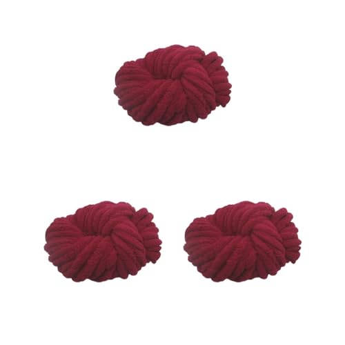 Grobes Wollgarn, 250 g x 20 mm, super dickes Deckengarn, zum Häkeln, weiches Garn (3er-Set (Maroon, 20 mm)) von XzhixiangKing