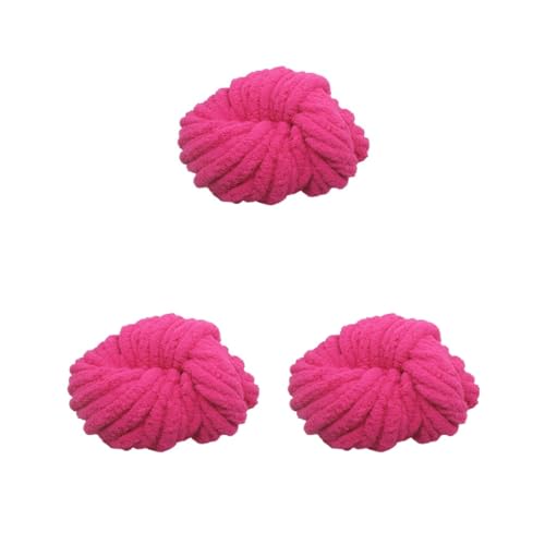 Grobes Wollgarn, 250 g x 20 mm, super dickes Deckengarn, zum Häkeln, weiches Garn (3er-Set (Rosarot, 20 mm)) von XzhixiangKing