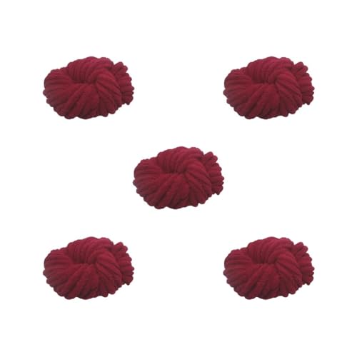 Grobes Wollgarn, 250 g x 20 mm, super dickes Deckengarn, zum Häkeln, weiches Garn (5er-Set (Maroon, 20 mm)) von XzhixiangKing