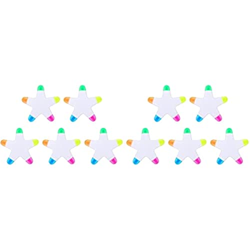 XzhixiangKing 5-in-1-Textmarker in Sternform, mehrfarbig, für Kinder, Stern-Marker, für Schule und Hausaufgaben, 10 Stück von XzhixiangKing