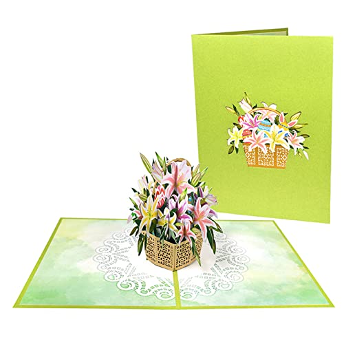 3D Ostern Blumenkorb Grußkarten-Set Frühlingssaison Einladungskarte für Festival Neujahr Urlaub Party Ostern Grußkarten von Xzmzbxzb