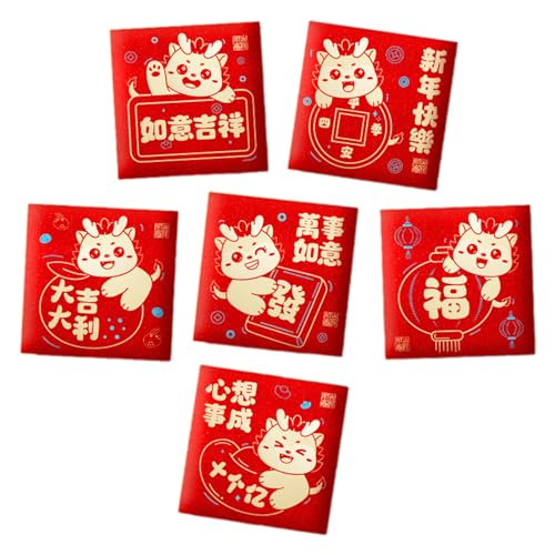 Chinesische Verpackung für das Jahr 2024, einzigartige Designs für Hochzeit, Geburtstag, Party, robuste Papiertüte, Umschläge, 6 Stück von Xzmzbxzb