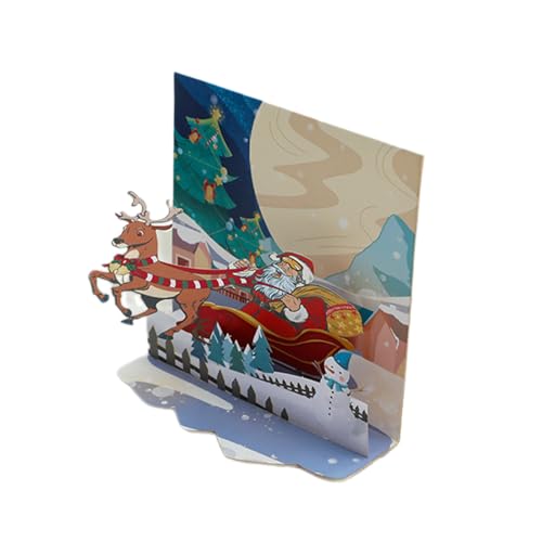 Einzigartige 3D-Papierskulptur Weihnachtsmann Hirsch Grußkarte für Feiern Hochzeit Urlaub Neujahr Festliche Desktop Dekoration Weihnachtskarten Musik Junge Mädchen Kinder Karten Miniaturen Postkarten von Xzmzbxzb