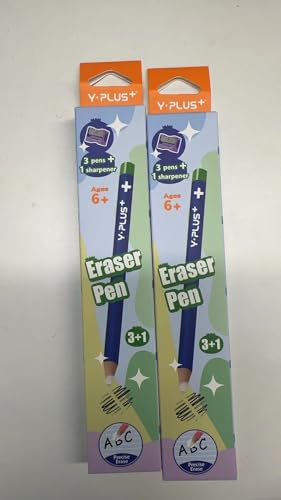 YPLUS Radierstift für Kinder, 3 Stück Radiergummis im Stift-Stil mit Spitzer, spitzbarer Radierstift, Schulkunstbedarf für Kinder, Künstler, Rosa von Y-Plus