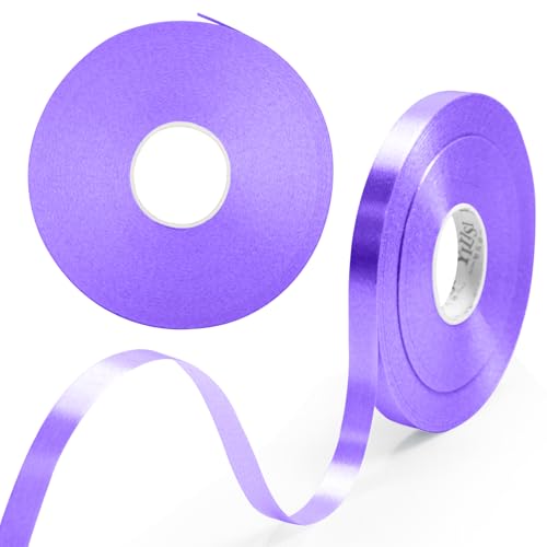 Yiran 2 Rollen lila Ballonband 8 mm, 50 m Rolle lila Band lila Kräuselband lila Ballonschnur für Geschenkverpackung, Blumenhandwerk, Geburtstagsfeier, von Y iRAN