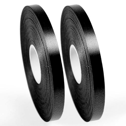 Yiran 2 Rollen schwarzes Ballonband, 8 mm, 50 m Rolle, schwarzes Band, schwarzes Kräuselband, schwarze Ballonschnur für Geschenkverpackung, Blumenhand Yiran 2 Rollen schwarzes Ballonband, 8 mm, 50 m Rolle, schwarzes Band, schwarzes Kräuselband, schwarze Ballonschnur für Geschenkverpackung, Blumenhand von Y iRAN