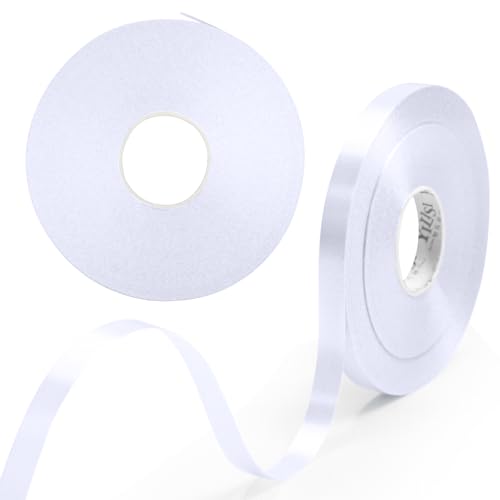 Yiran 2 Rollen weißes Ballonband, 8 mm, 50 m Rolle, weißes Band, weißes Kräuselband, weiße Ballonschnur für Geschenkverpackung, Blumenhandwerk, Geburt, 2SD-BS von Y iRAN