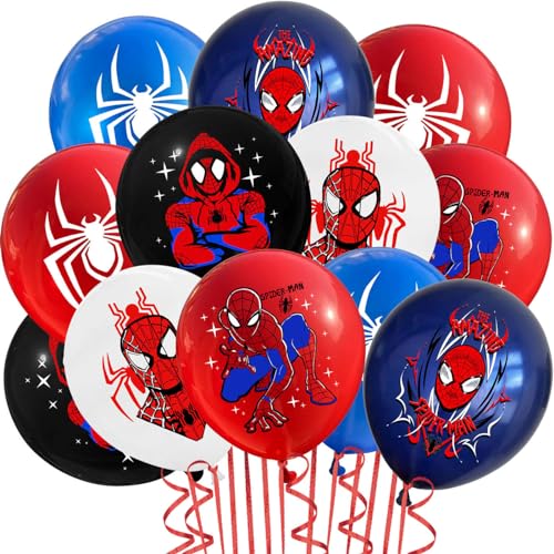 Yiran Luftballons Spiderman Super-hero Thema Luftballons Geburtstags Party Dekorationen, 18 Stück 12 Zoll Spiderman Latex Ballons für Kinder Jungen Superhero Thema Geburtstag Party Supplies Deko von Y iRAN