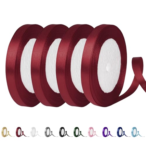 Yiran Satinband Rot 10mm, 88 Meter Rot Dekoration Geschenkband breit Schleifenband Geschenkbänder Band Dekoband Rotes, Rote Schleife für Schultüte,Stoffband für Hochzeit,Taufe und Geburtstag Geschenke von Y iRAN