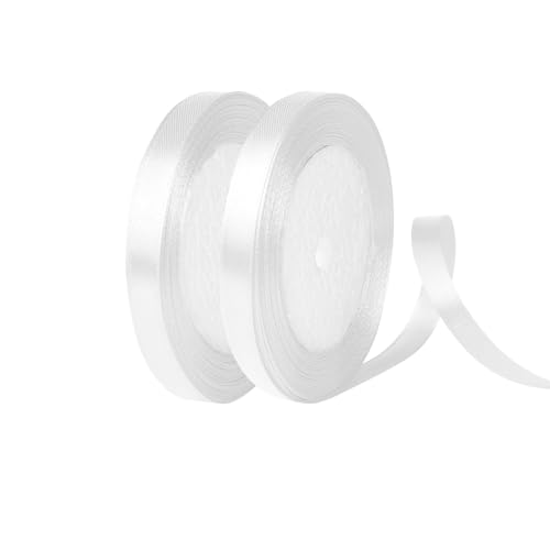Yiran Satinband Weiss 10mm, 44 Meters Weiß Dekoration Geschenkband breit Schleifenband Geschenkbänder Band Dekoband Weiss, Schleife für Schultüte, Stoffband für Hochzeit,Taufe und Geburtstag Geschenke von Y iRAN
