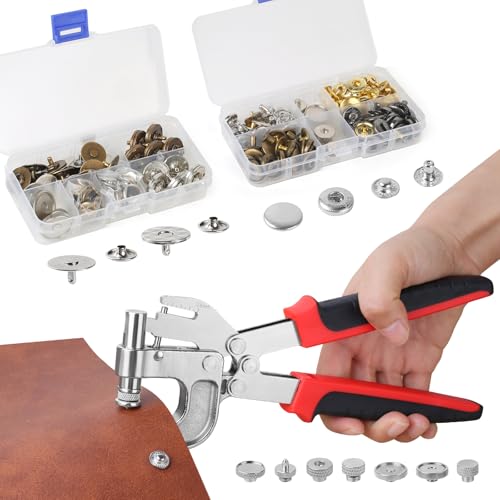 Druckknopf-Werkzeug-Set, 15 mm Metallknöpfe für Leder und 18 mm Magnetknöpfe, 80 Stück, 4-farbiges Lederknopf-Set für Stoff, Geldbörse, Leinwand Druckknopf-Werkzeug-Set, 15 mm Metallknöpfe für Leder und 18 mm Magnetknöpfe, 80 Stück, 4-farbiges Lederknopf-Set für Stoff, Geldbörse, Leinwand von Y-zuisoumt