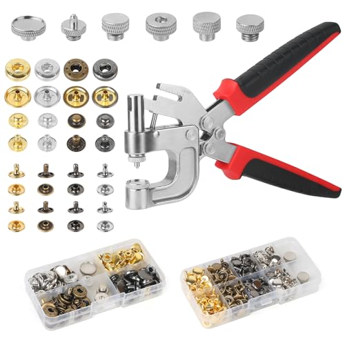 Leder-Druckknöpfe und -verschlüsse, 40 Stück, 15 mm, Druckknöpfe mit Werkzeug und 160 Nieten für Lederhandwerk, 4 Farben, Metallknöpfe für Jeans, Jacken, Kleidung, Gürtel, Taschen Leder-Druckknöpfe und -verschlüsse, 40 Stück, 15 mm, Druckknöpfe mit Werkzeug und 160 Nieten für Lederhandwerk, 4 Farben, Metallknöpfe für Jeans, Jacken, Kleidung, Gürtel, Taschen von Y-zuisoumt