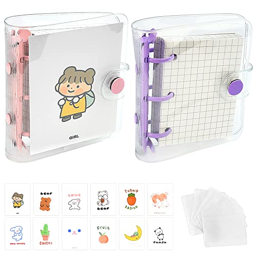 YAANBUNB 2 Stk Ringbuch Mini 3 Ringe Mini Journal Ringbuch 3 Loch Transparent Notizbuch Tagebuch Rosa Lila Ring Buch Durchsichtig Notizringbuch mit PVC Hüllen und 12 Stück Titelblatt für Büro Schule YAANBUNB 2 Stk Ringbuch Mini 3 Ringe Mini Journal Ringbuch 3 Loch Transparent Notizbuch Tagebuch Rosa Lila Ring Buch Durchsichtig Notizringbuch mit PVC Hüllen und 12 Stück Titelblatt für Büro Schule von YAANBUNB