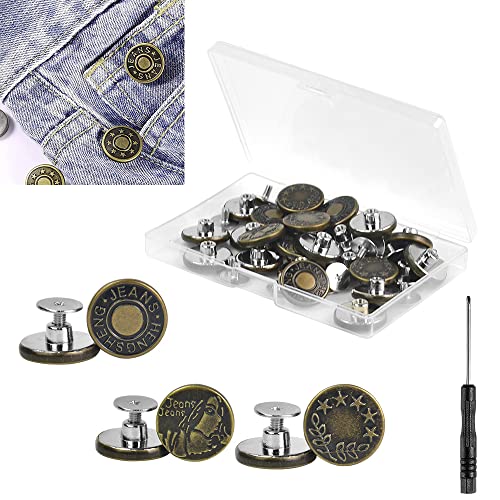 YAANBUNB 33 Pcs Jeans Knöpfe Ohne Nähen Jeansknöpfe 17mm Knopf Jeanshose Ersatz Jeansknöpfe Hosenknöpfe Zum Stecken Druckknöpfe Jeans Metallknöpfe Hosen Ersatz Knöpfe mit Schraubendreherfür Jacken YAANBUNB 33 Pcs Jeans Knöpfe Ohne Nähen Jeansknöpfe 17mm Knopf Jeanshose Ersatz Jeansknöpfe Hosenknöpfe Zum Stecken Druckknöpfe Jeans Metallknöpfe Hosen Ersatz Knöpfe mit Schraubendreherfür Jacken von YAANBUNB