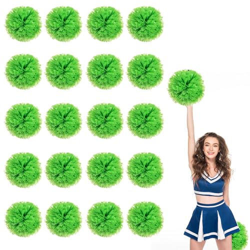 20er Pack Cheerleading Pompoms, Sport-Tanz-Pompoms aus Kunststoff für Teamgeist und Anfeuerung (Grün) von YAANTYYB