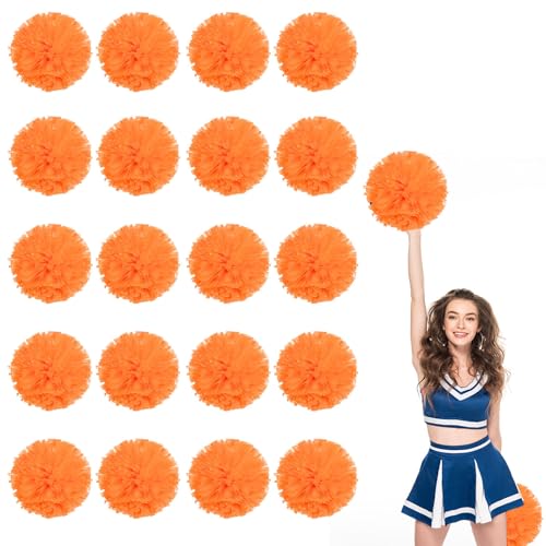 20er Pack Cheerleading Pompoms, Sport-Tanz-Pompoms aus Kunststoff für Teamgeist und Anfeuerung (Orange) von YAANTYYB