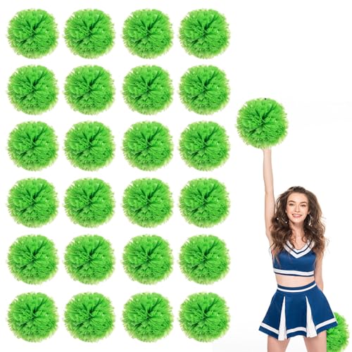 24er Pack Cheerleading Pompoms, Sport-Tanz-Pompoms aus Kunststoff für Teamgeist und Anfeuerung (Grün) von YAANTYYB