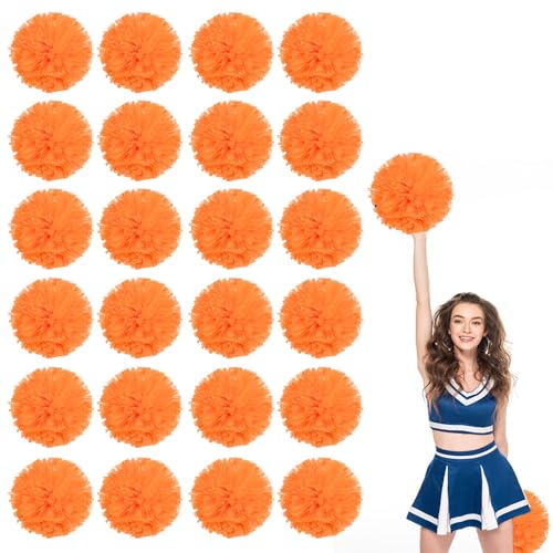 24er Pack Cheerleading Pompoms, Sport-Tanz-Pompoms aus Kunststoff für Teamgeist und Anfeuerung (Orange) von YAANTYYB