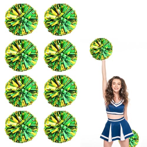 8er Pack Cheerleading Pom Poms, Sport-Pompoms aus Kunststoff für Teamspirit und Veranstaltungen (Grünes Gold) von YAANTYYB