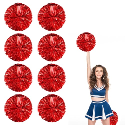 8er Pack Cheerleading Pom Poms, Sport-Pompoms aus Kunststoff für Teamspirit und Veranstaltungen (Rot) von YAANTYYB