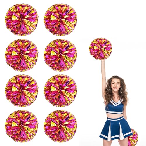 8er Pack Cheerleading Pom Poms, Sport-Pompoms aus Kunststoff für Teamspirit und Veranstaltungen (Rotes Gold) von YAANTYYB