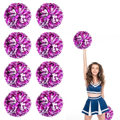 8er Pack Cheerleading Pom Poms, Sport-Pompoms aus Kunststoff für Teamspirit und Veranstaltungen (Rotes Silber2) von YAANTYYB