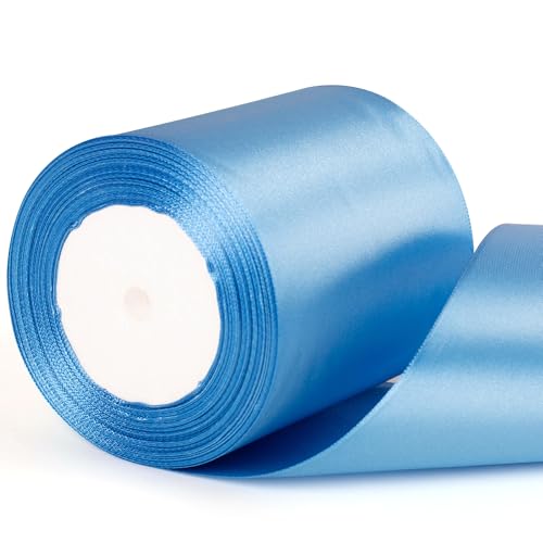 10 cm breites, azurblaues Band, dickes Satinband, blaues Hochzeitsband, 10,2 cm dickes, blaues Band für Geschenkverpackungen, Blumenstrauß, Basteln, Hochzeit, Auto, Schleife, Dekoration, Kuchen 10 cm breites, azurblaues Band, dickes Satinband, blaues Hochzeitsband, 10,2 cm dickes, blaues Band für Geschenkverpackungen, Blumenstrauß, Basteln, Hochzeit, Auto, Schleife, Dekoration, Kuchen von YAAVAAW
