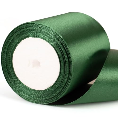 10 cm breites, dunkelgrünes Weihnachtsband für Geschenkverpackungen, 10,2 cm dickes, tiefgrünes Weihnachts-Satinband für Geschenkverpackungen, Blumenstrauß, Weihnachten, Basteln, Hochzeit, Auto 10 cm breites, dunkelgrünes Weihnachtsband für Geschenkverpackungen, 10,2 cm dickes, tiefgrünes Weihnachts-Satinband für Geschenkverpackungen, Blumenstrauß, Weihnachten, Basteln, Hochzeit, Auto von YAAVAAW
