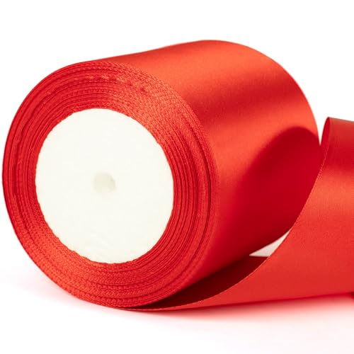 10 cm breites, rotes dickes Weihnachts-Satinband für Geschenkverpackungen, Geschenkverpackungen, Weihnachts-Kuchenstrauß, Basteln, Hochzeitsauto-Schleifendekoration 10 cm breites, rotes dickes Weihnachts-Satinband für Geschenkverpackungen, Geschenkverpackungen, Weihnachts-Kuchenstrauß, Basteln, Hochzeitsauto-Schleifendekoration von YAAVAAW
