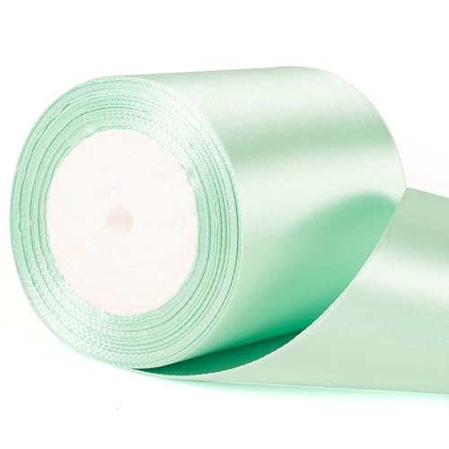 10 cm breites Minz-Satinband für Hochzeit, Auto, dickes Grün, für Geschenkverpackungen, Blumenstrauß, Basteln, Hochzeitsautoschleife, Dekoration, Geschenkverpackung 10 cm breites Minz-Satinband für Hochzeit, Auto, dickes Grün, für Geschenkverpackungen, Blumenstrauß, Basteln, Hochzeitsautoschleife, Dekoration, Geschenkverpackung von YAAVAAW