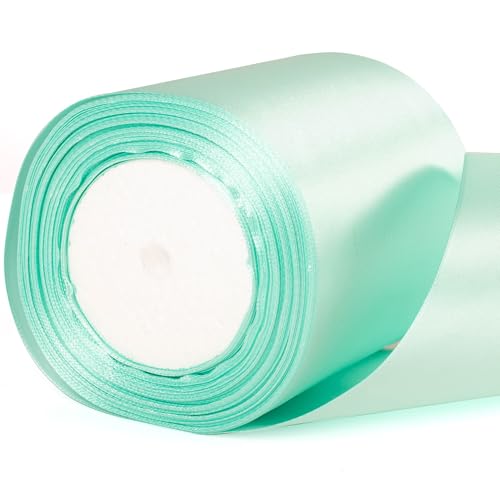 10 cm breites blaugrünes Satinband – dickes Hochzeitsautoband für Geschenkverpackungen, Blumenstrauß, Basteln, Hochzeitsautoschleife, Dekoration, Geschenkverpackung von YAAVAAW