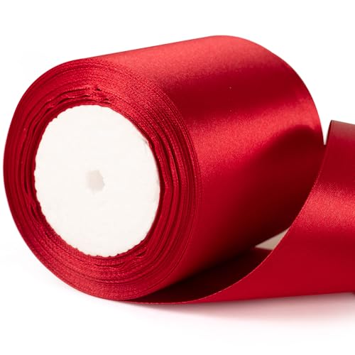 10 cm breites burgunderrotes Satinband für Weihnachtsgeschenke, Geschenkverpackungen, Hochzeiten, Autoschleifen 10 cm breites burgunderrotes Satinband für Weihnachtsgeschenke, Geschenkverpackungen, Hochzeiten, Autoschleifen von YAAVAAW