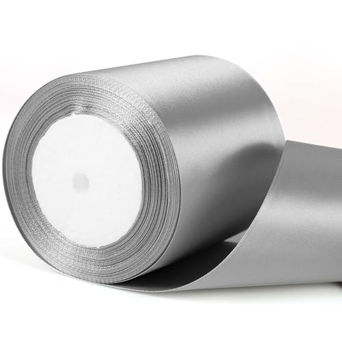 10 cm breites dickes Satinband, Grau und Silber, 10,2 cm, perfekt für Geschenkverpackungen, Blumensträuße, Hochzeit, Autoschleife, Halloween-Dekoration und Geschenkverpackung 10 cm breites dickes Satinband, Grau und Silber, 10,2 cm, perfekt für Geschenkverpackungen, Blumensträuße, Hochzeit, Autoschleife, Halloween-Dekoration und Geschenkverpackung von YAAVAAW