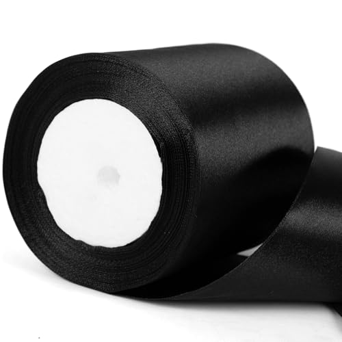 10 cm breites dickes Satinband, schwarz, 10,2 cm dick für Geschenkverpackungen, Blumensträuße, Hochzeitsautoschleifen, Halloween-Dekoration, Geschenkverpackungen 10 cm breites dickes Satinband, schwarz, 10,2 cm dick für Geschenkverpackungen, Blumensträuße, Hochzeitsautoschleifen, Halloween-Dekoration, Geschenkverpackungen von YAAVAAW