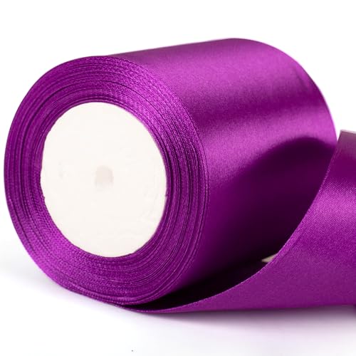 10 cm breites dunkelviolettes Satinband, dick, 10,2 cm, perfekt für Geschenkverpackungen, Basteln, Hochzeit, Auto, Schleifen, Halloween-Dekoration und Geschenkverpackung 10 cm breites dunkelviolettes Satinband, dick, 10,2 cm, perfekt für Geschenkverpackungen, Basteln, Hochzeit, Auto, Schleifen, Halloween-Dekoration und Geschenkverpackung von YAAVAAW