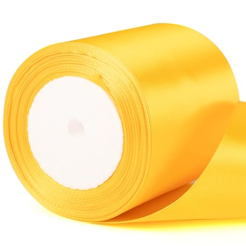 10 cm breites goldenes Satinband – dickes gelbes Band für Geschenkverpackungen, Basteln, Hochzeit, Auto, Schleifen, Halloween-Dekoration und Geschenkverpackung 10 cm breites goldenes Satinband – dickes gelbes Band für Geschenkverpackungen, Basteln, Hochzeit, Auto, Schleifen, Halloween-Dekoration und Geschenkverpackung von YAAVAAW
