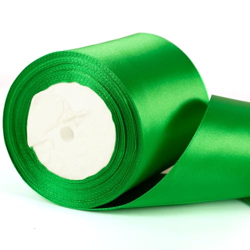 10 cm breites grünes Satinband für Geschenkverpackungen, dickes Weihnachtsband für Geschenkverpackungen, Hochzeits- und Basteldekoration 10 cm breites grünes Satinband für Geschenkverpackungen, dickes Weihnachtsband für Geschenkverpackungen, Hochzeits- und Basteldekoration von YAAVAAW