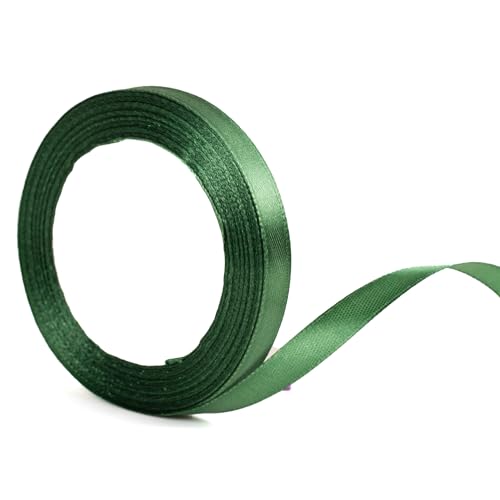 10mm dunkelgrünes Band-Weihnachtsband für Geschenkverpackung 22m, tiefgrünes Weihnachtsband Dünnes Satinband für Geschenkverpackung Band Xmas Geschenk Kuchen Haar Bogen Herstel von YAAVAAW