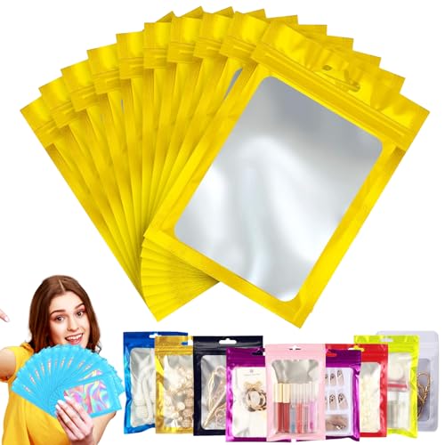 20 Stück Zip-Beutel Medium Mylar Bags Gold Holografische 20x30cm, Wiederverschließbare Geruchsdichte Baggys Ziplock-Polybeutel für Schmuck, Lebensmittel, Kleine Unternehmen von YAAVAAW