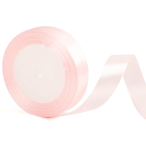 20mm Breites Baby Rosa Band für Geschenkverpackung 22m, Rosa Band Stoff Satinband für Geschenk Verpackung Weihnachtskuchen Haar Bogen Bouquet Florist Crafting Hochzeit Auto Dekoration von YAAVAAW