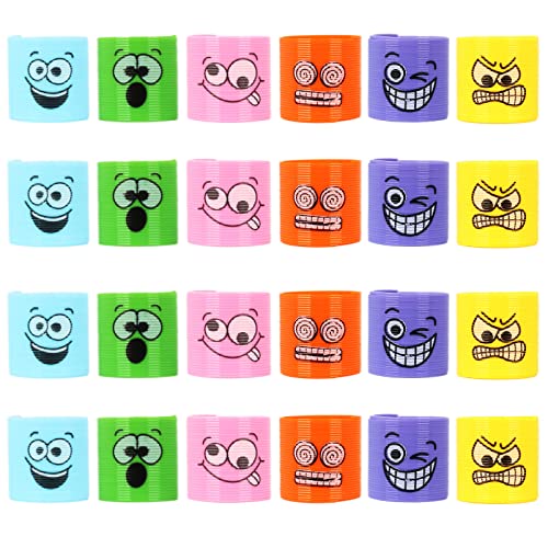24 Stück Spirale Spielzeug Lustiges Emoji,Federspielzeug Kinder Bunte Treppenläufer,Mitgebsel für Kindergeburtstag,Stressabbau Spielzeug für Festival Zubehör Partytütenfüller Geburtstagsgeschenke von YAAVAAW