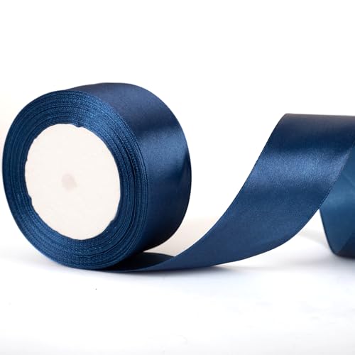 40mm Breite Navy Band Dicke Satin Dunkelblaue Hochzeit Auto Band für Geschenk Verpackung Haar Bogen Bouquet Crafting Hochzeit Auto Dekoration Kuchen Geschenk Verpackung von YAAVAAW