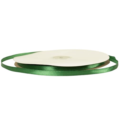 6 mm dunkelgrünes Satinband zum Verpacken von Geschenken, 91 m, tiefgrünes Weihnachtsband zum Verpacken von Geschenken, Weihnachtsgeschenktüten, Cupcake-Luftballons, Basteln von YAAVAAW