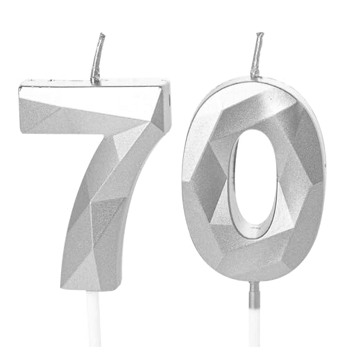 70. Geburtstag Kerzen Silber Zahl 70 Kerzen für Geburtstagskuchen, Silber 70 Geburtstagskerzen 70. Geburtstag Kerzen für Kuchen, 70. Geburtstag Kuchen Kerzen Kuchen Topper für 70 Jahre alte Frauen 70. Geburtstag Kerzen Silber Zahl 70 Kerzen für Geburtstagskuchen, Silber 70 Geburtstagskerzen 70. Geburtstag Kerzen für Kuchen, 70. Geburtstag Kuchen Kerzen Kuchen Topper für 70 Jahre alte Frauen von YAAVAAW