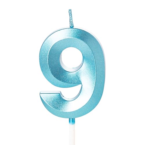 Blaue Kerze zum 9. Geburtstag für Kuchen, 9. Geburtstag Kuchendekoration für Jungen Blaue Kerze zum 9. Geburtstag für Kuchen, 9. Geburtstag Kuchendekoration für Jungen von YAAVAAW