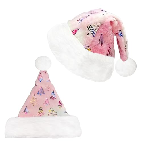 Bunte Weihnachtsmütze für Kinder, Erwachsene, 30 x 43 cm, luxuriöser Weihnachtsmütze, Plüsch-Weihnachtsmannmütze, Unisex, Weihnachtsmannmütze, Weihnachtsmannmütze, Kostüm, Geschenk für Damen, Herren, von YAAVAAW