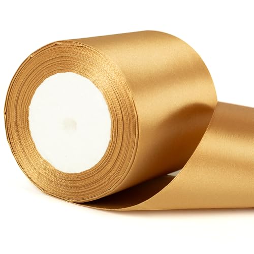 Champagner-Goldband – Dickes Weihnachts-Satinband für Geschenkverpackungen, Hochzeiten und Bastelarbeiten Champagner-Goldband – Dickes Weihnachts-Satinband für Geschenkverpackungen, Hochzeiten und Bastelarbeiten von YAAVAAW
