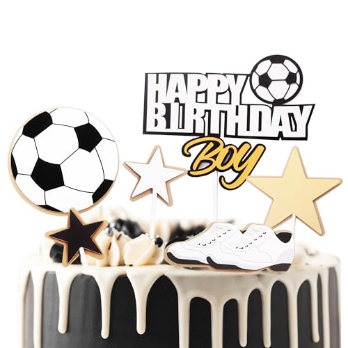 Fußball-Kuchenaufsätze für Jungen, zum 8., 9., 10., 12., 16., 18. Geburtstag, Fußball-Thema, Geburtstagsparty, Kuchendekorationen für Jungen und Männer von YAAVAAW